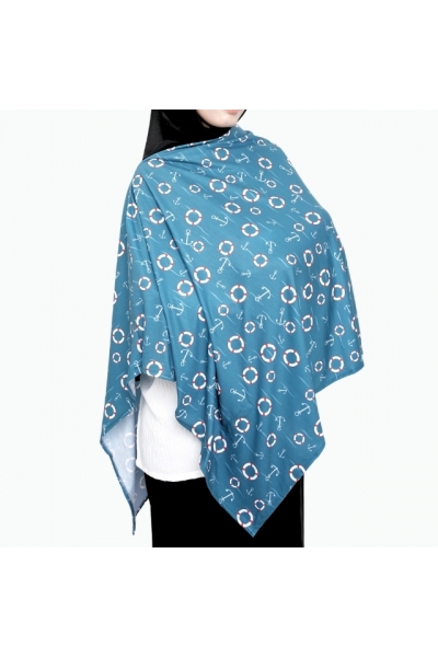 Baby Love Collection Maternity Nursing Cover Printed Cotton Spandex in Marine Tide